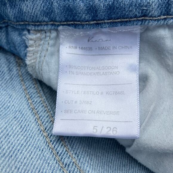 Kancan Jeans Light Wash Distressed Jeans Sz 5/26 Raw Hem High Rise Denim Boho - Picture 11 of 12